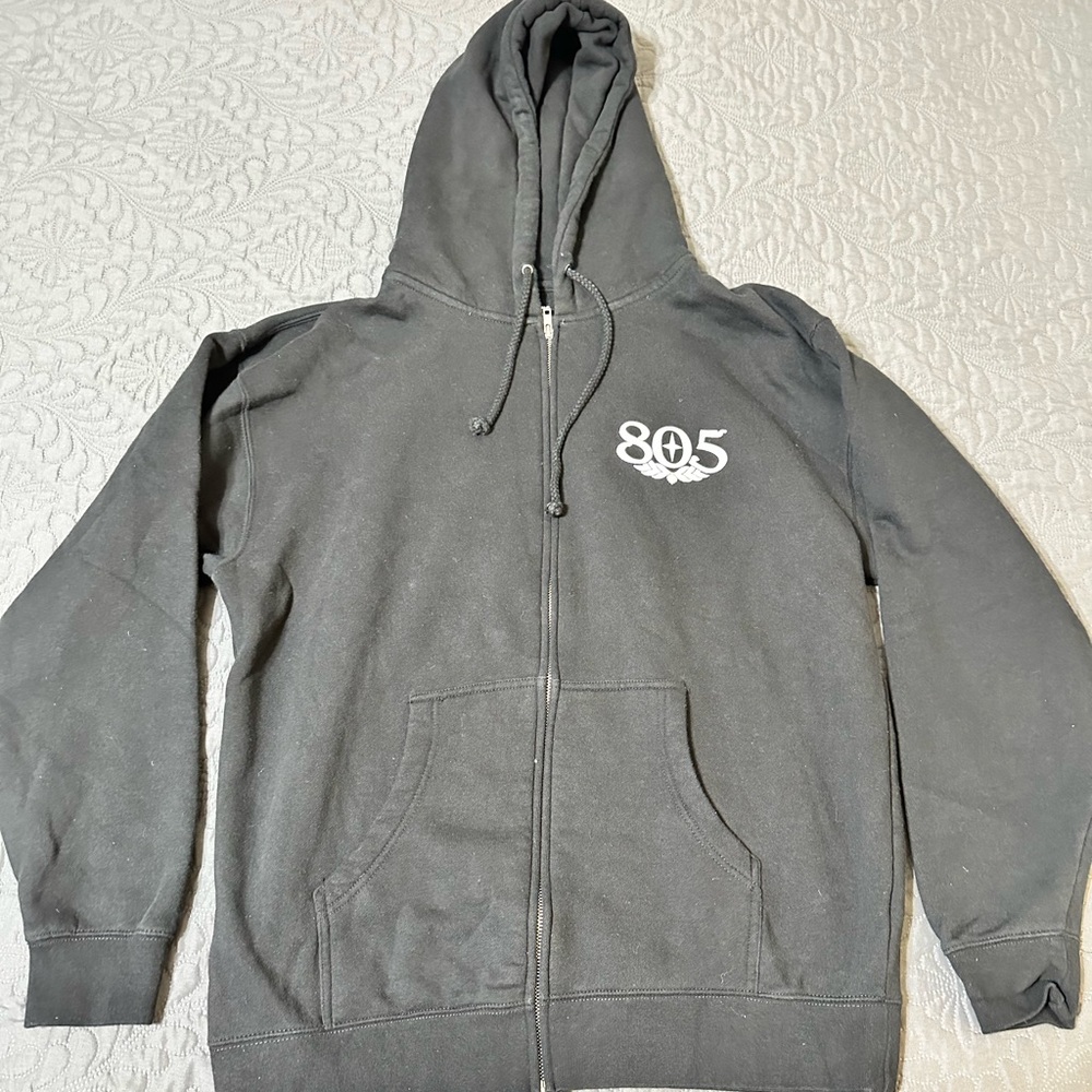 805 Black Zip-Up Hoodie